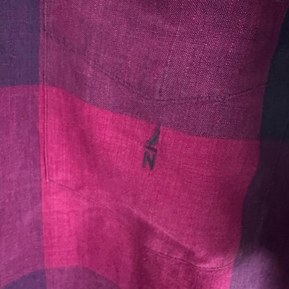 Nautica Purple Casual Button Down Shirt Color Block Design - Picture 4 of 4